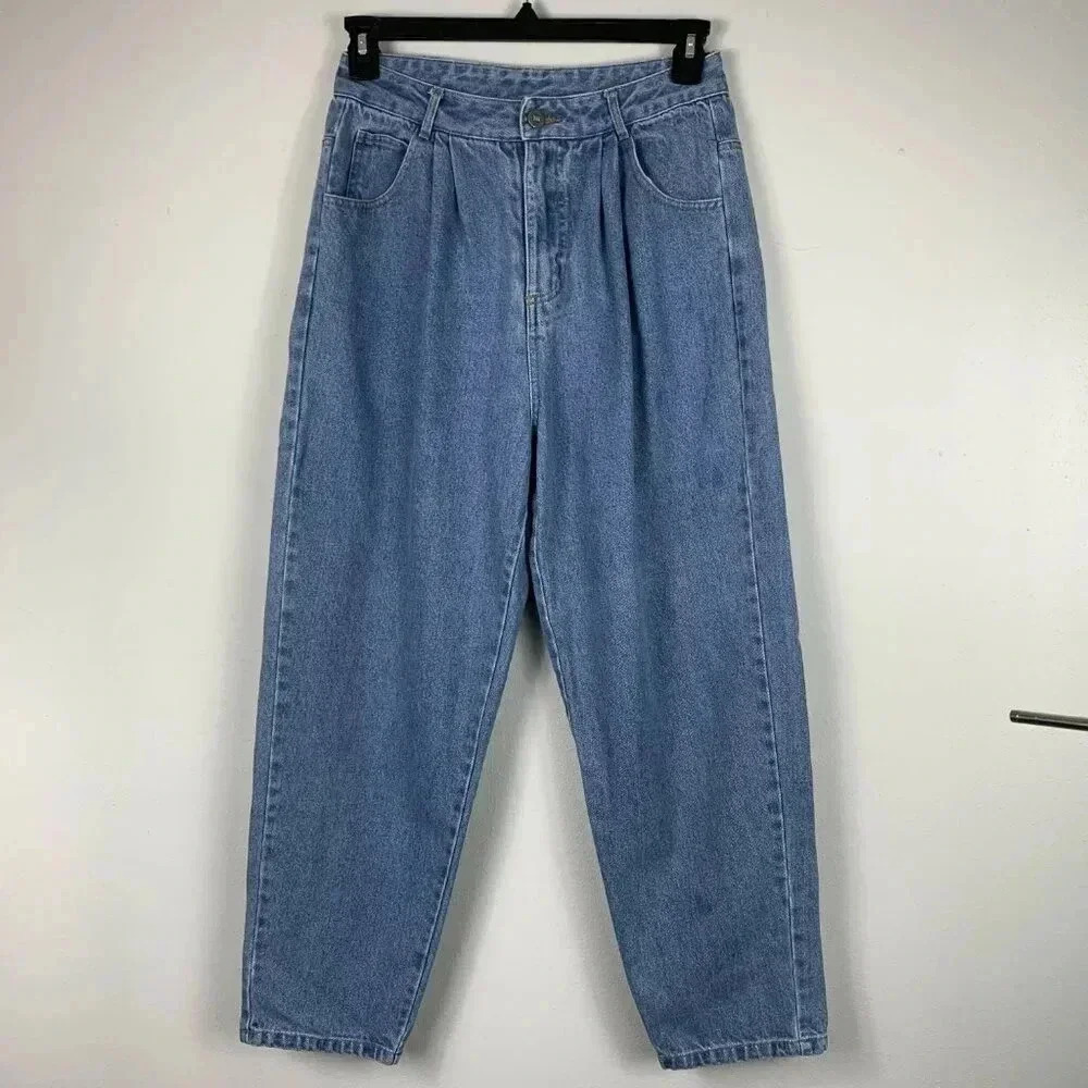 Oak High-Waist Pleated Mom Jean - Blue - 30 - Picture 2 of 8